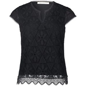 Betty & Co, Blouses & Shirts, Dames, Zwart, L, Kanten korte mouwen blouse