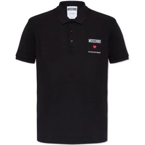 Moschino, Polo shirt met logo Zwart, Heren, Maat:M