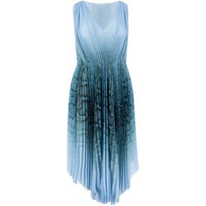 Ermanno Scervino, Mouwloze jurk met python print Blauw, Dames, Maat:M