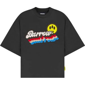 Barrow, Tops, unisex, Zwart, M, Katoen, Katoenen Jersey T-shirt met Middelhoge Kraag