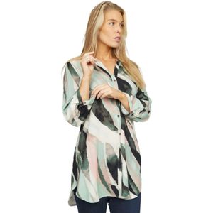 2-Biz, Tuniek met abstracte print en V-hals Veelkleurig, Dames, Maat:XL