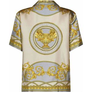 Versace, Overhemden, Heren, Veelkleurig, M, La Coupe des Dieux Zijden Overhemd