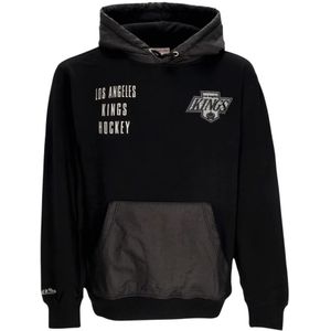 Mitchell & Ness, Sweatshirts & Hoodies, Heren, Zwart, L, Vintage Logo Fleece Hoodie Originele Teamkleuren