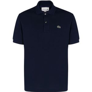 Lacoste, Tops, Heren, Blauw, L, Katoen, Klassieke Blauwe Katoenen Polo