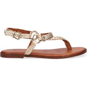 Notre-v, Schoenen, Dames, Beige, 36 EU, Gouden Gevlochten Sandalen