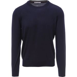 Brunello Cucinelli, Sweatshirts & Hoodies, Heren, Blauw, M, Wol, Blauwe Wol Kasjmier Trui Ss 23