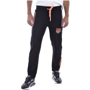 Plein Sport, Broeken, Heren, Zwart, S, Katoen, Logo Patch Joggingbroek