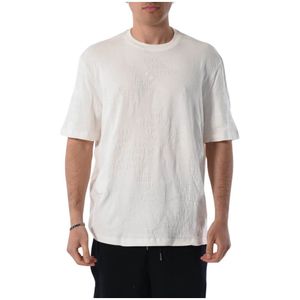 Armani Exchange, Tops, Heren, Wit, XL, Katoen, Katoenen T-shirt met Ronde Hals