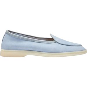 Scarosso, Schoenen, Dames, Blauw, 36 EU, Suède, Blauwe Suède Loafer met Rubberen Zool