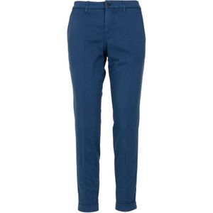 Fay, Broeken, Dames, Blauw, W28, Katoen, Blauwe Katoenen Broek Normale Pasvorm Zakken