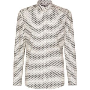 Dolce & Gabbana, Overhemden, Heren, Wit, 2Xl, Katoen, DG-Print Overhemd met Lange Mouwen
