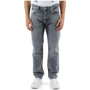 Calvin Klein Jeans, Jeans, Heren, Grijs, W30, Katoen, Authentieke Straight Jeans Vijf Zakken