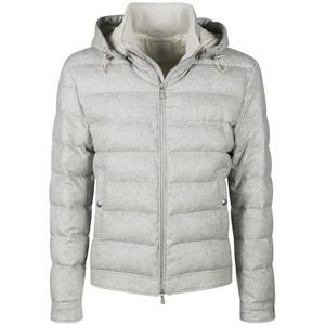 Eleventy, Lange mouwen gewatteerde jas met capuchon Grijs, Heren, Maat:XL