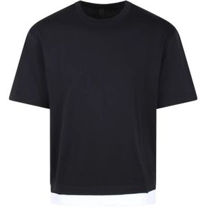 Neil Barrett, Bicolor Slim Fit Crew Neck T-Shirt Zwart, Heren, Maat:L