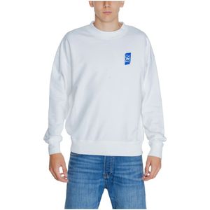 Replay, Sweatshirts & Hoodies, Heren, Wit, L, Katoen, Wit Langemouw Ronde Hals Sweatshirt