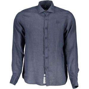 La Martina, Blauw Linnen Overhemd, Regular Fit, Lange Mouwen Blauw, Heren, Maat:2XL