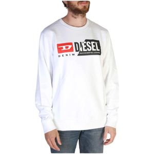 Diesel, Sweatshirts & Hoodies, Heren, Wit, S, Katoen, Heren Logo Print Sweatshirt
