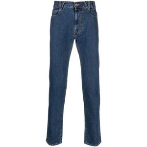 Vivienne Westwood, Blauwe VW-Print Tapered-Leg Jeans Blauw, Heren, Maat:W31