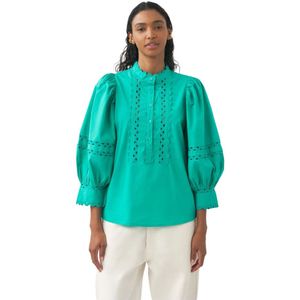 Antik Batik, Blouses & Shirts, Dames, Blauw, M, Katoen, Katoenen popeline openwork blouse Rodo