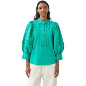 Antik Batik, Katoenen popeline openwork blouse Rodo Blauw, Dames, Maat:XS