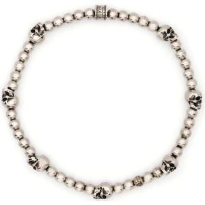 Alexander McQueen, Accessoires, Heren, Grijs, ONE Size, Zilveren Skull Kralen Armband voor Heren