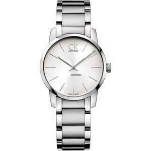 Calvin Klein, Accessoires, Dames, Grijs, ONE Size, Elegant Zilveren Quartz Horloge
