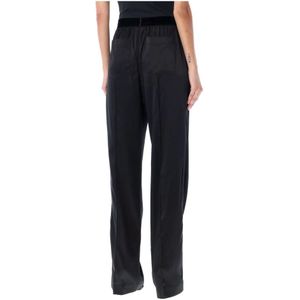 Tom Ford, Broeken, Dames, Zwart, L, Satijn, Zijden Satijnen Pijama Broek Zwart