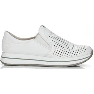 Rieker, Witte Leren Sneakers voor Dames Wit, Dames, Maat:41 EU