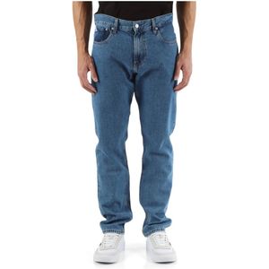 Calvin Klein Jeans, Jeans, Heren, Blauw, W36, Katoen, Authentieke Straight Jeans Vijf Zakken