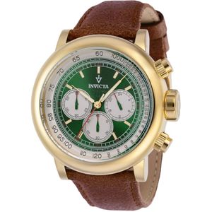 Invicta Watches, Accessoires, Heren, Geel, ONE Size, Vintage Quartz Horloge - Groene Wijzerplaat