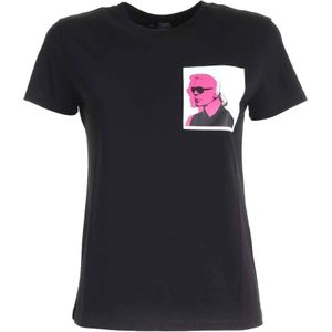 Karl Lagerfeld, Tops, Dames, Zwart, XL, Katoen, T-Shirts