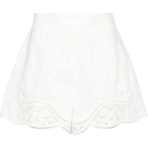 Zimmermann, Witte Linnen Broderie Anglaise Shorts Wit, Dames, Maat:M