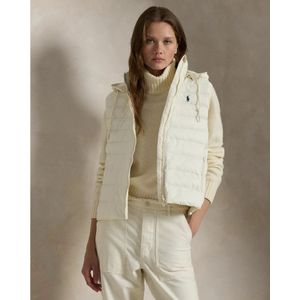 Ralph Lauren, Jassen, Dames, Wit, S, Leer, Waterafstotende Gewatteerde Bodywarmer