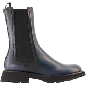 Alexander McQueen, Schoenen, Heren, Zwart, 43 EU, Leer, Klassieke Chelsea Boots van glad kalfsleer