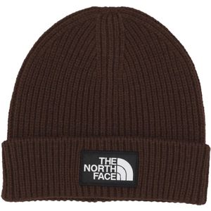 The North Face, Accessoires, unisex, Bruin, ONE Size, Logo Box Cuffed Beanie in Steenkoolbruin