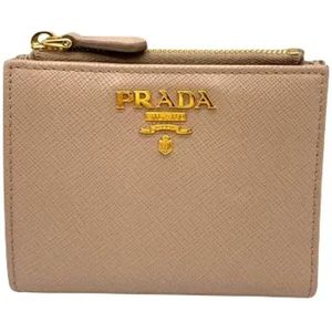 Prada Vintage, Tweedehands leren portemonnees Roze, Dames, Maat:ONE Size