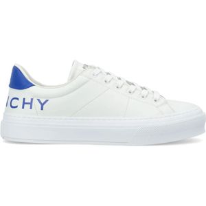 Givenchy, Schoenen, Heren, Wit, 44 EU, Leer, City Sport Wit/Blauw Leren Sneakers