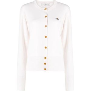 Vivienne Westwood, Truien, Dames, Beige, S, Katoen, Bea Orb-geborduurd Cardigan