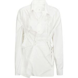 Maison Margiela, Blouses & Shirts, Dames, Wit, S, Lange mouwen shirt met asymmetrische zoom