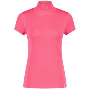 Marc Cain, Aansluitend T-Shirt met Splitstaande Kraag Roze, Dames, Maat:S