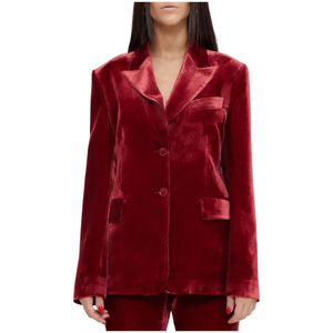 Moschino, Lange fluwelen jas Rood, Dames, Maat:M