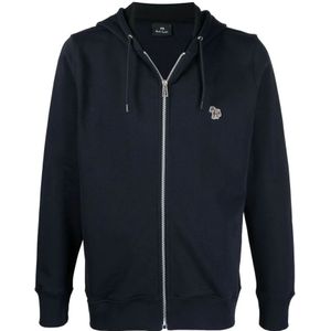 PS By Paul Smith, Blauwe Biologisch Katoenen Zebra-Geborduurde Hoodie Blauw, Heren, Maat:L