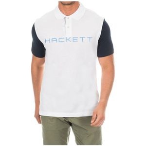 Hackett, Tops, Heren, Wit, M, Katoen, Korte Mouw Polo Shirt in Heather Grijs-Wit