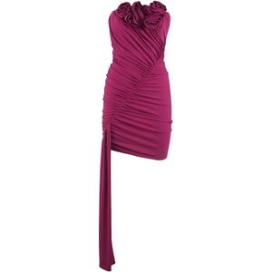 Magda Butrym, Elegante Violet Draperende Strapless Jurk Paars, Dames, Maat:S