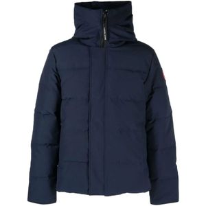 Canada Goose, Jassen, Heren, Blauw, M, Katoen, Blauwe Donsgevulde Hoodiejas