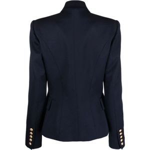 Balmain, Jassen, Dames, Blauw, XS, Wol, Blauwe Wollen Jas