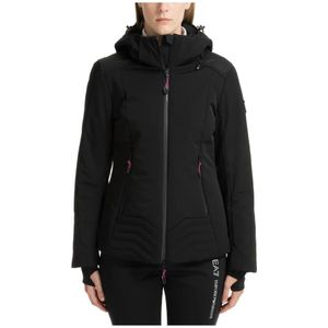 Emporio Armani Ea7, Sport, Dames, Zwart, S, Ritssluiting Effen Ski Jas Capuchon