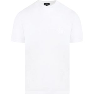 Giorgio Armani, Tops, Heren, Wit, L, Katoen, Optisch Wit T-Shirt