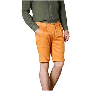 Mason's, Korte broeken, Heren, Oranje, S, Katoen, Carrot Fit Linnen-Katoenen Chino Bermuda Shorts