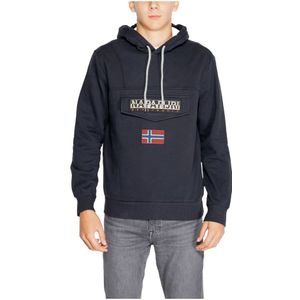 Napapijri, Sweatshirts & Hoodies, Heren, Blauw, 2Xl, Katoen, Mannen Sweatshirt Herfst/Winter Collectie